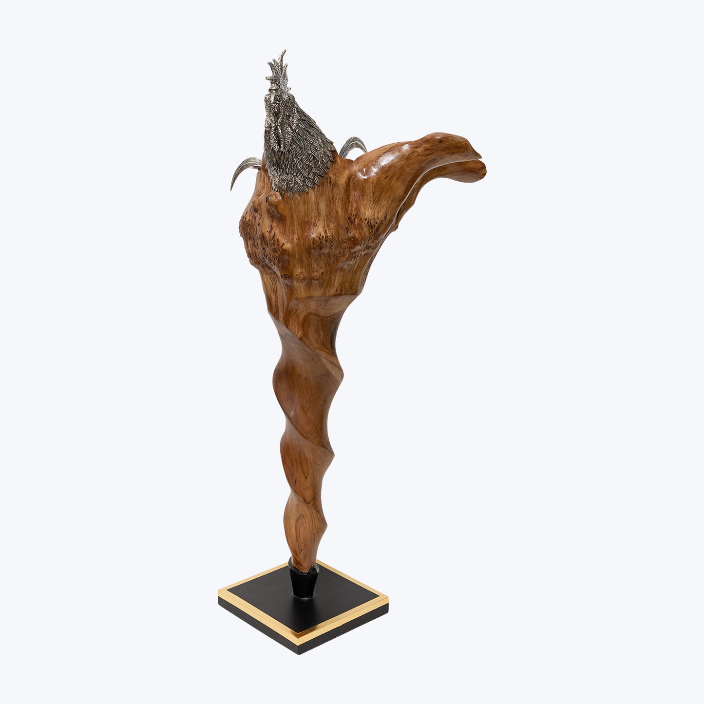 Teak Wood Rooster Sculpture / Bowl