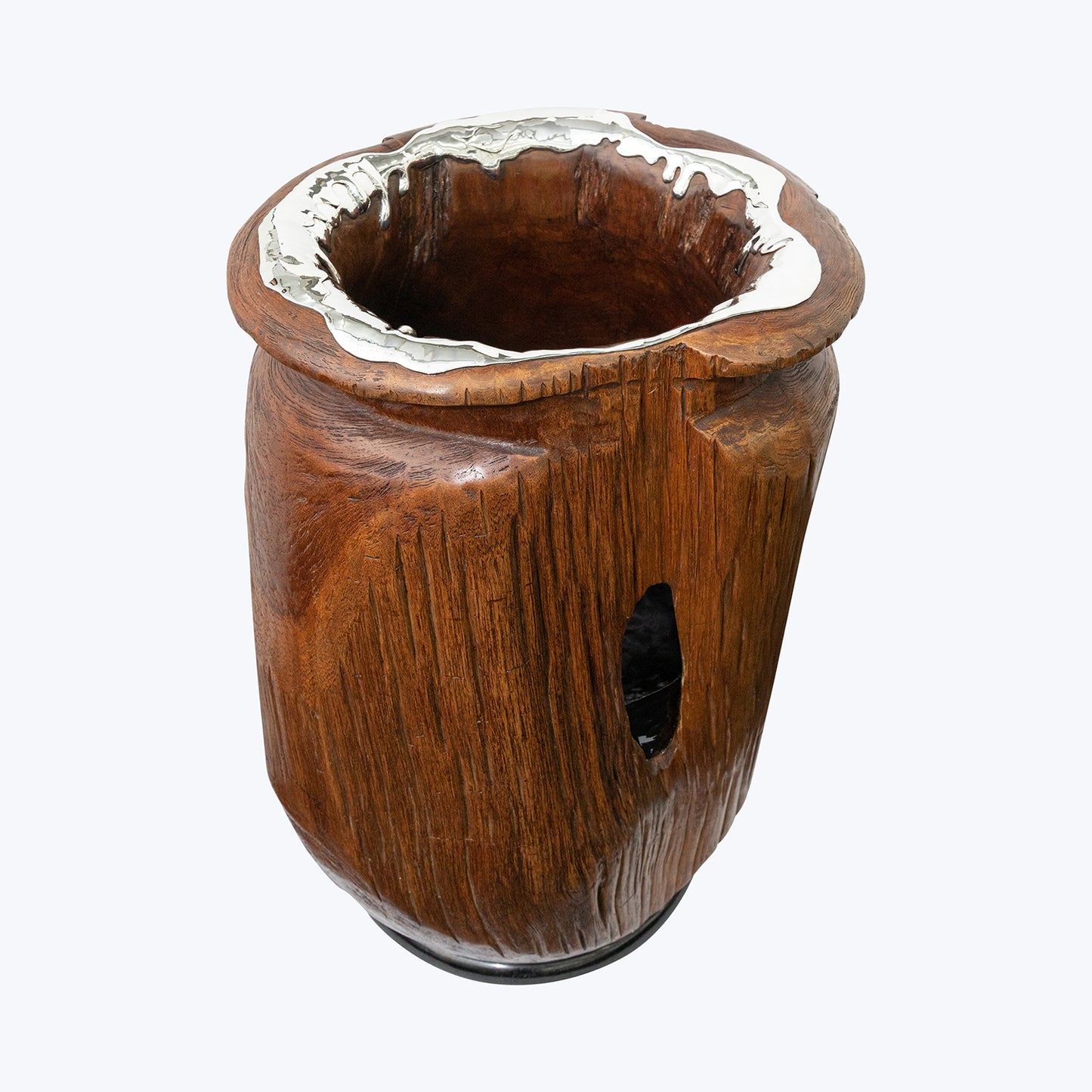 Teak and Silver Walking Stick Bucket