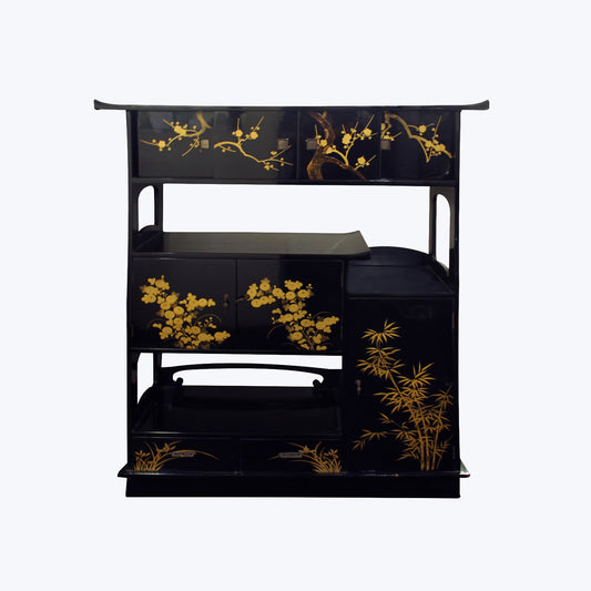 Bamboo and Blossom Maki-E Lacquer Cabinet Meiji Period