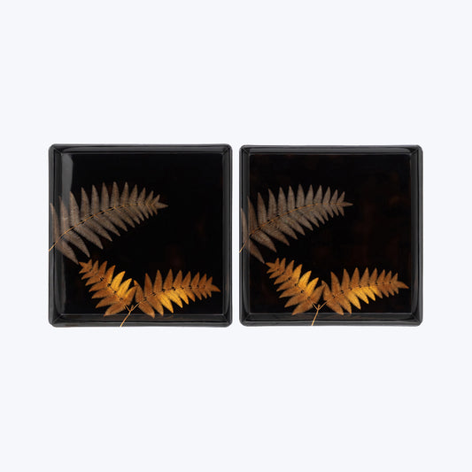 Japanese Lacquer Tray with Fern Motifs (Pair)