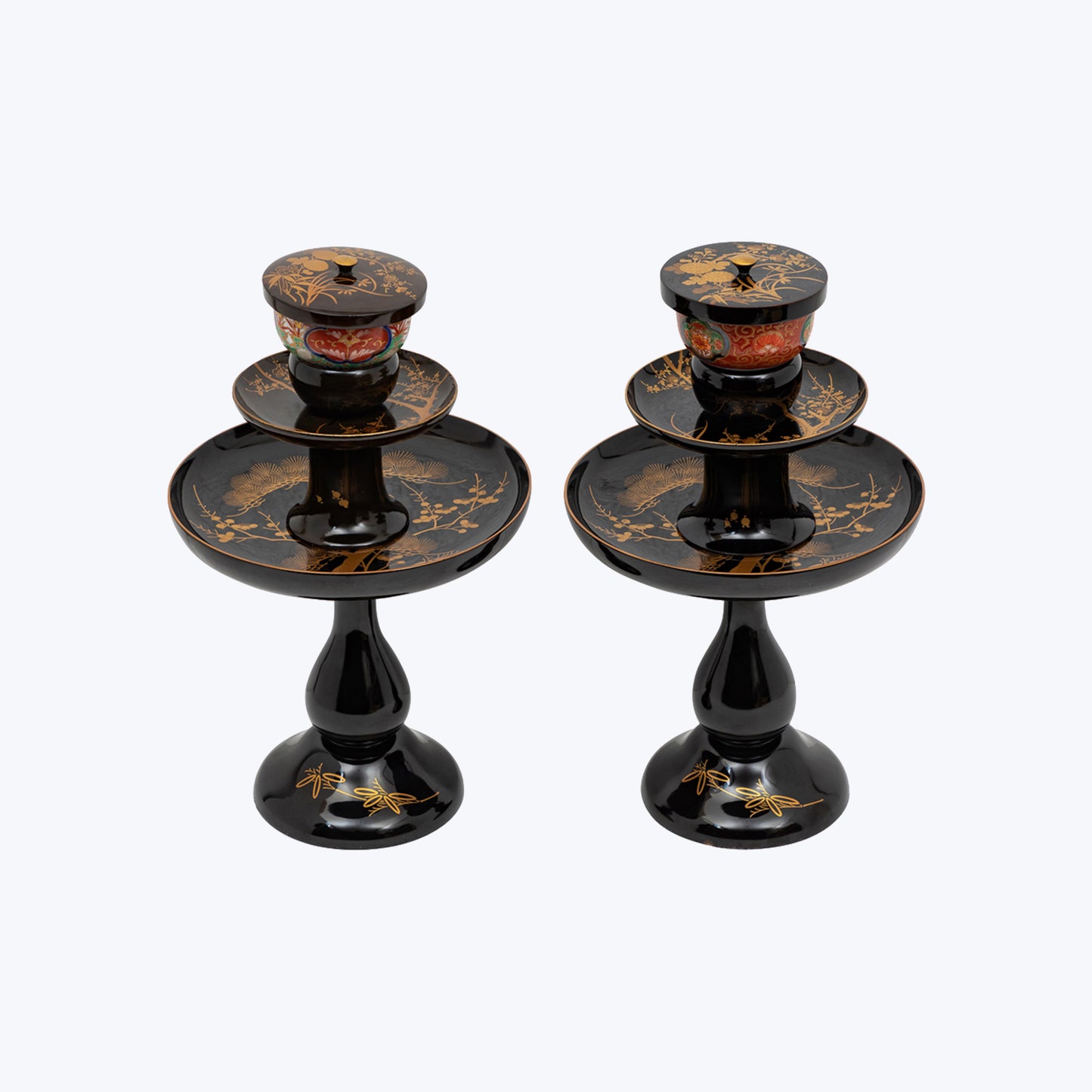 Exceptional Japanese Lacquered Tray Set