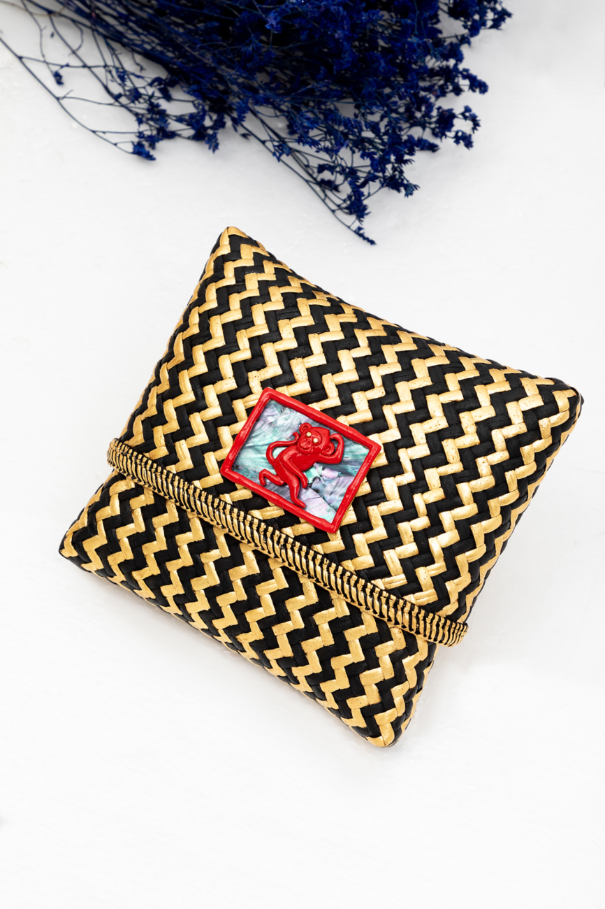 Tropical Woven Rattan Bags with Chinese Zodiac - Monkey