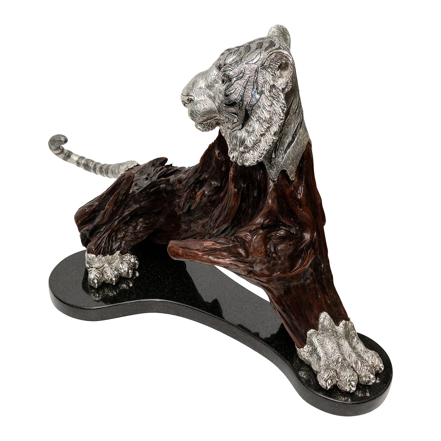 Stalking Tiger Silver Sculpture
