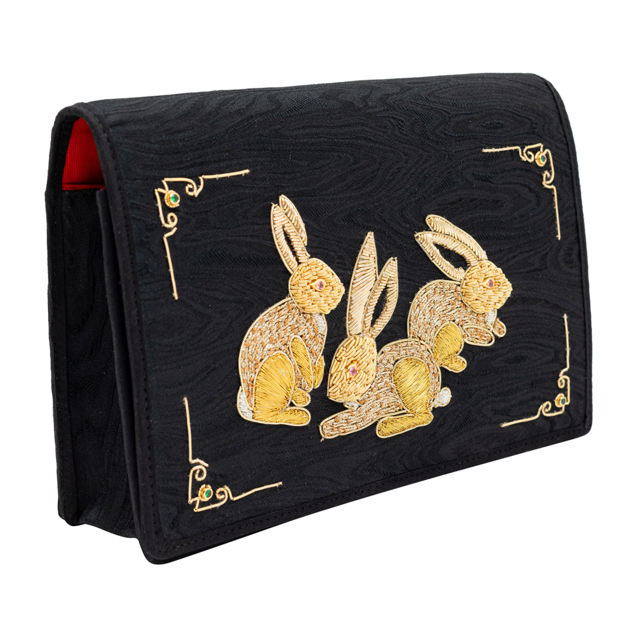 Grazing Rabbits Embroidered Clutch