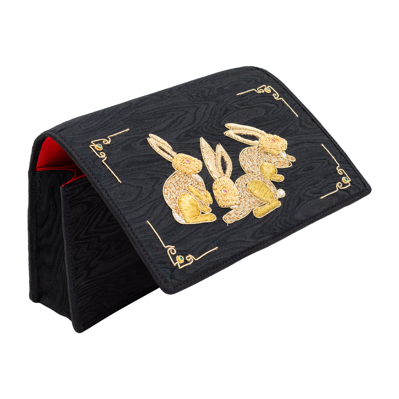 Grazing Rabbits Embroidered Clutch