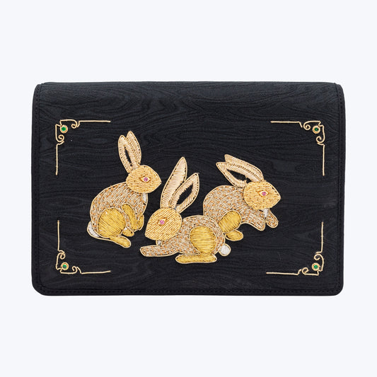 Grazing Rabbits Embroidered Clutch