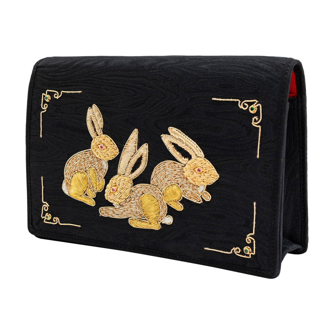Grazing Rabbits Embroidered Clutch