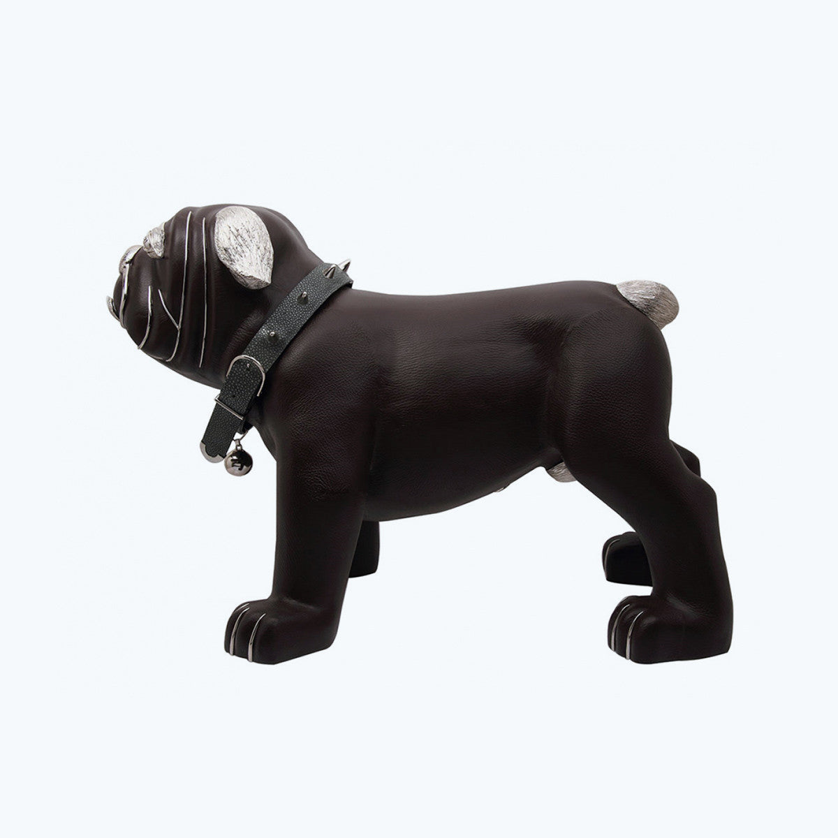 Brown Leather Bulldog Stool