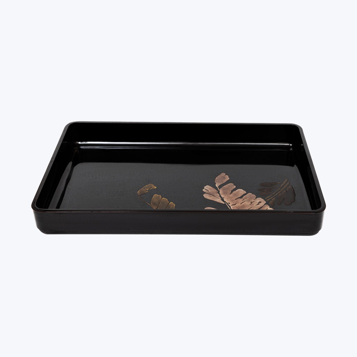 Japanese Lacquer Tray Set with Dark Leaf Motifs ( 2pcs/set )