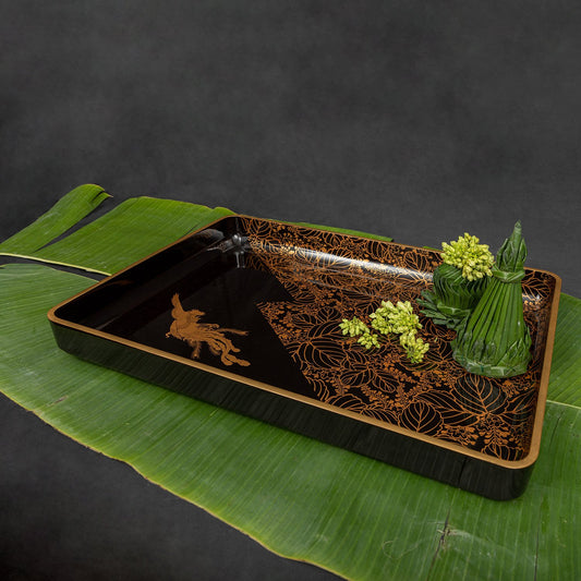 Japanese Lacquer Tray with Mythical Phoenix Motif