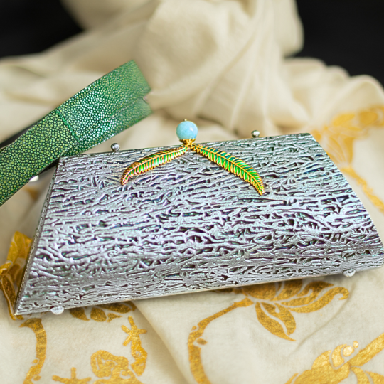 Silver Fern Clutch with Scarab