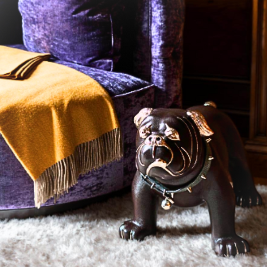 Brown Leather Bulldog Stool