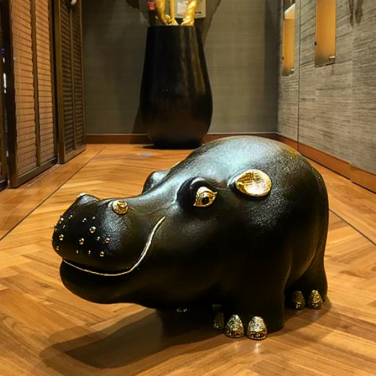 Brown Leather Hippo Stool