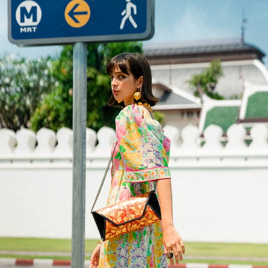 Bamboo ‘Envelope’ Clutch with Pearls