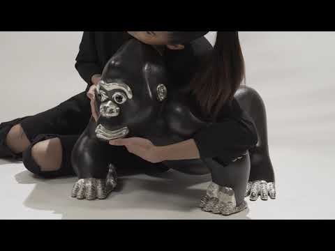 Brown Leather Gorilla Stool