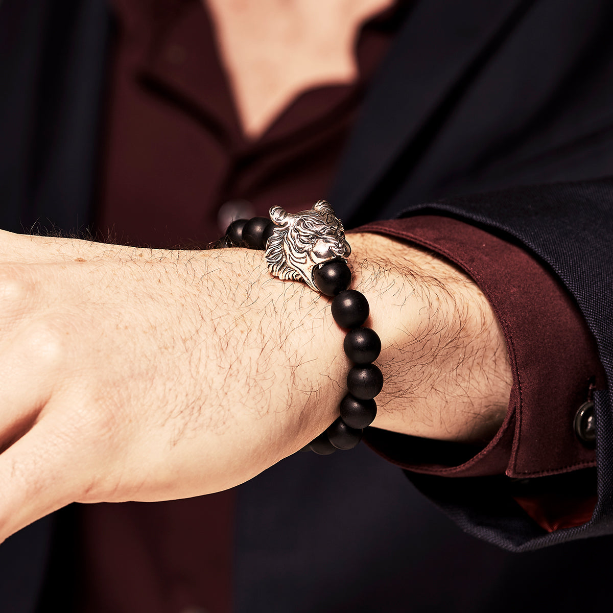 Chinese Zodiac Ebony Bead Bracelet - Year of the Tiger